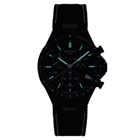 Мъжки ръчен часовник с кварцов механизъм - корпус от Стомана - Синтетична кожа - цвят Черен