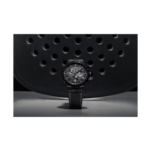 Мъжки ръчен часовник с кварцов механизъм - корпус от Стомана - Синтетична кожа - цвят Черен