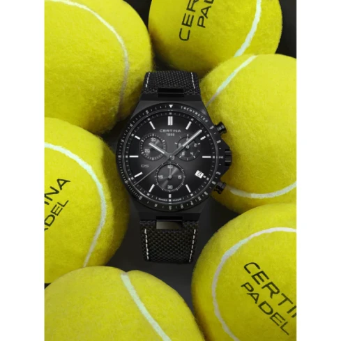 Мъжки ръчен часовник с кварцов механизъм - корпус от Стомана - Синтетична кожа - цвят Черен