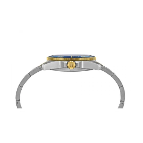 Мъжки ръчен часовник с автоматичен механизъм - корпус от Стомана и алуминий - Стоманена верижка - цвят Син Злато