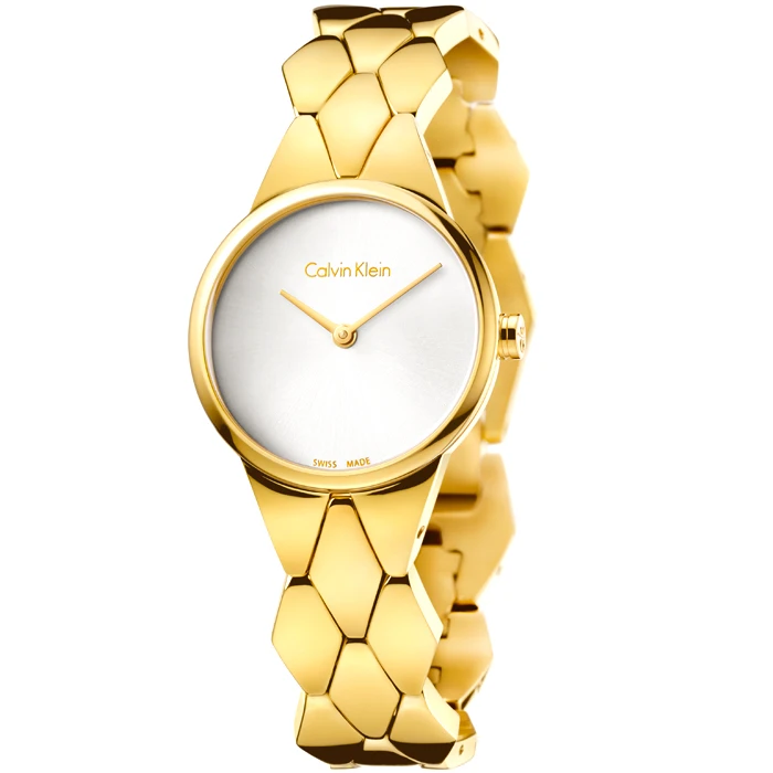 Дамски ръчен часовник с кварцов механизъм - корпус от Стомана - Стоманена верижка - цвят Бял Злато