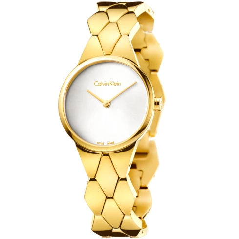 Дамски ръчен часовник с кварцов механизъм - корпус от Стомана - Стоманена верижка - цвят Бял Злато