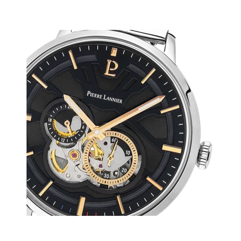 Мъжки ръчен часовник с автоматичен механизъм - корпус от Стомана - Меш - цвят Черен Сив