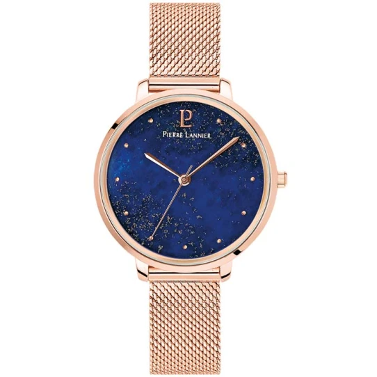 Дамски ръчен часовник с кварцов механизъм - корпус от Стомана - Меш - цвят Син Розово Злато