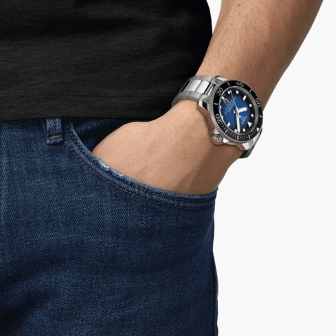 Мъжки ръчен часовник с автоматичен механизъм - корпус от Стомана - Стоманена верижка - цвят Сив Сив