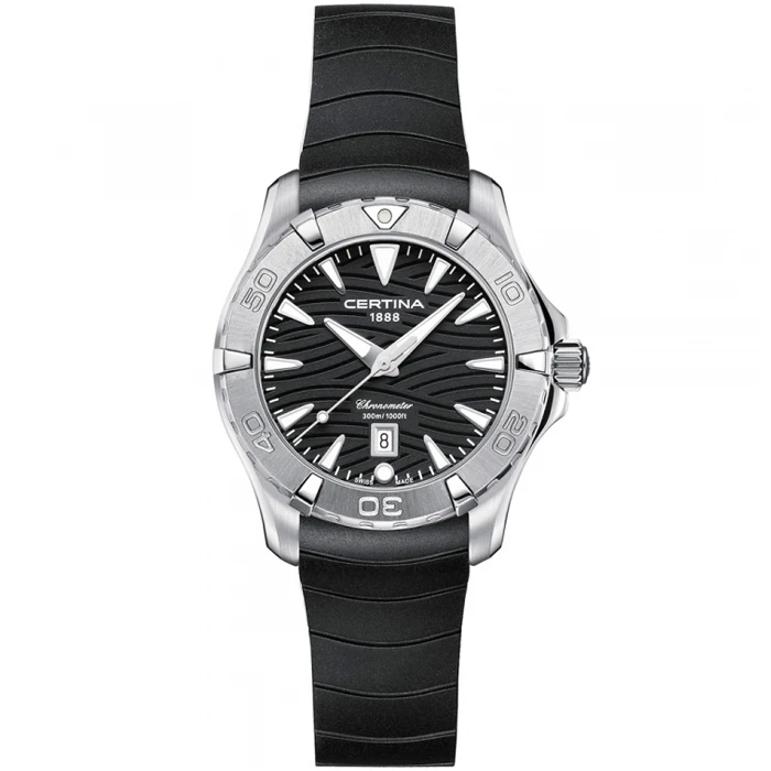 Мъжки ръчен часовник с кварцов механизъм - корпус от Стомана - Каучук - цвят Черен Черен