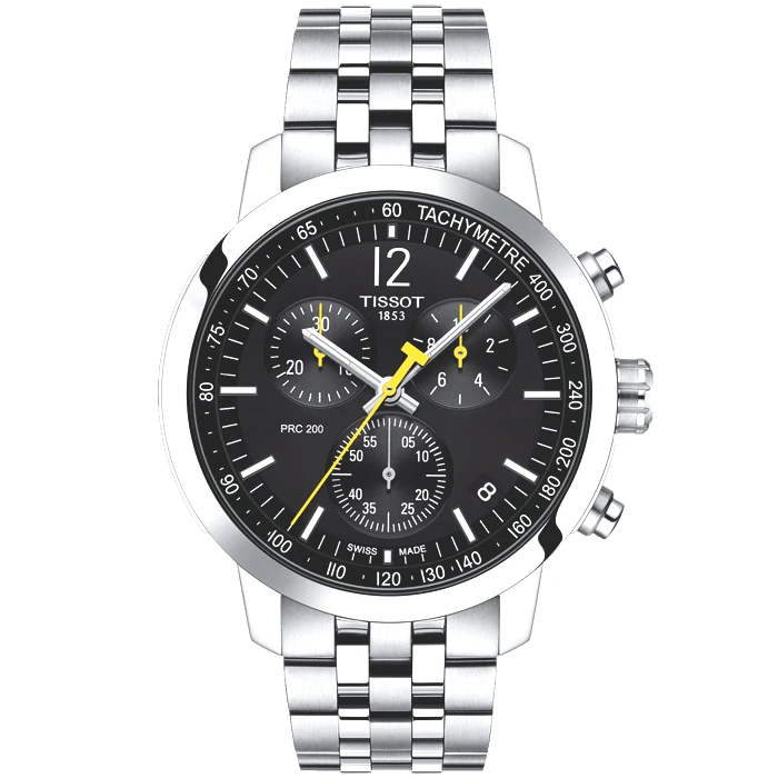 Мъжки ръчен часовник с кварцов механизъм - корпус от Стомана - Стоманена верижка - цвят Черен Сив