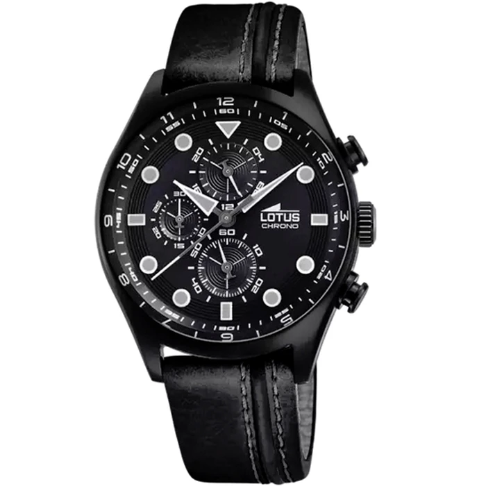 Мъжки ръчен часовник с кварцов механизъм - корпус от Стомана - Естествена кожа - цвят Черен Черен