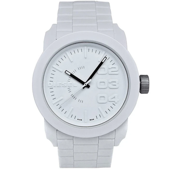 Мъжки ръчен часовник с кварцов механизъм - корпус от Стомана - Силиконова каишка - цвят Бял Бял