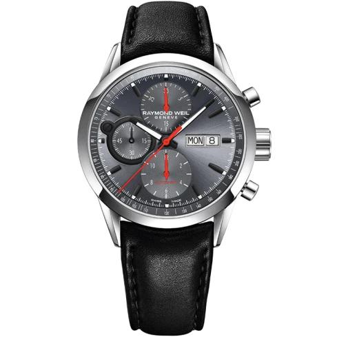 Мъжки ръчен часовник с автоматичен механизъм - корпус от Стомана - Естествена кожа - цвят Сив Черен