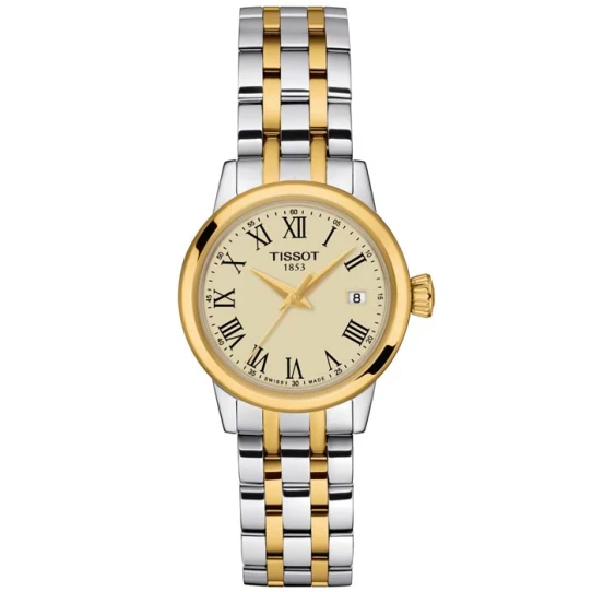 Дамски ръчен часовник с кварцов механизъм - корпус от Стомана - Стоманена верижка - цвят Бежов Злато