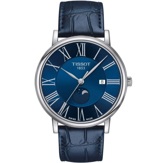 Tissot T122.423.16.043.00 Carson - Мъжки ръчен часовник с кварцов механизъм - корпус от Стомана - Естествена кожа - цвят Син Син