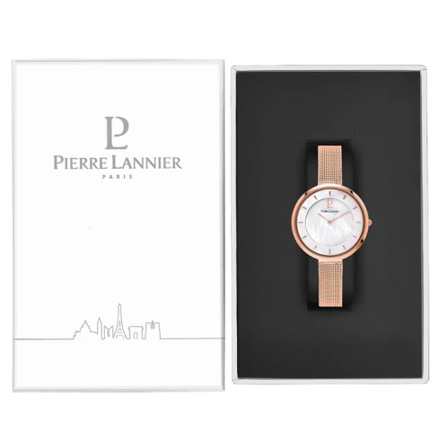 Дамски ръчен часовник с кварцов механизъм - корпус от Стомана - Меш - цвят Седеф Розово Злато