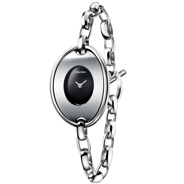 Дамски ръчен часовник с кварцов механизъм - корпус от Стомана - Стоманена верижка - цвят Черен Сив