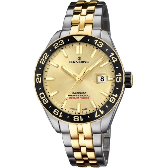 Мъжки ръчен часовник с кварцов механизъм - корпус от Стомана - Стоманена верижка - цвят Шампанско Жълт