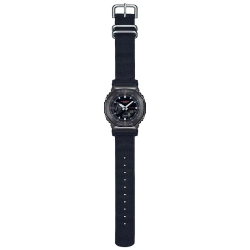 Мъжки ръчен часовник с кварцов механизъм - корпус от Полимер - Текстил - цвят Черен