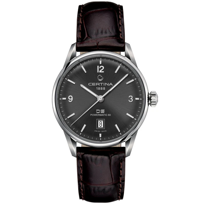 Мъжки ръчен часовник с автоматичен механизъм - корпус от Стомана - Естествена кожа - цвят Черен Кафяв