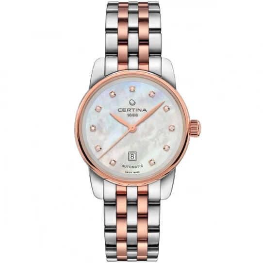 Дамски ръчен часовник с автоматичен механизъм - корпус от Стомана - Стоманена верижка - цвят Седеф Розово Злато