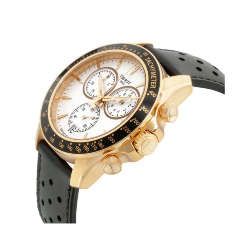 Мъжки ръчен часовник с кварцов механизъм - корпус от Стомана - Естествена кожа - цвят Бял Черен