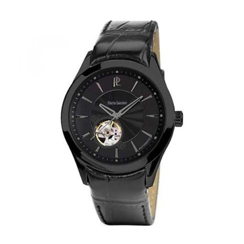 Мъжки ръчен часовник с автоматичен механизъм - корпус от Стомана - Естествена кожа - цвят Черен Черен