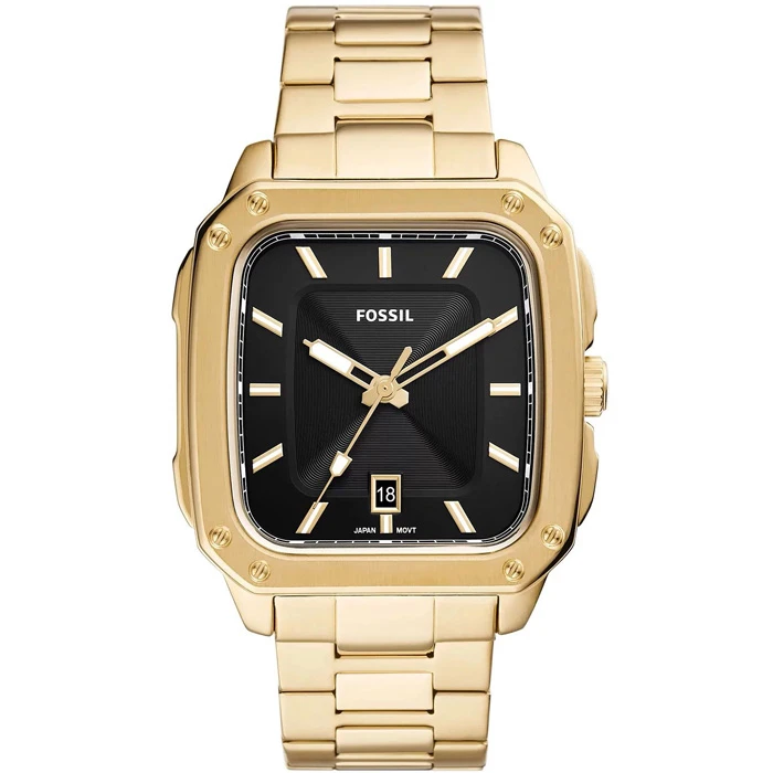 Мъжки ръчен часовник с кварцов механизъм - корпус от Стомана - Стоманена верижка - цвят Черен Злато