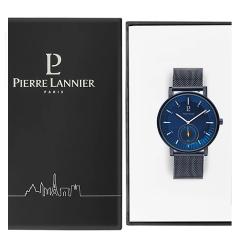 Мъжки ръчен часовник с кварцов механизъм - корпус от Стомана - Меш - цвят Син Син