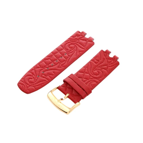 Дамски ръчен часовник с кварцов механизъм - корпус от Стомана - Естествена кожа - цвят Червен Розово Злато