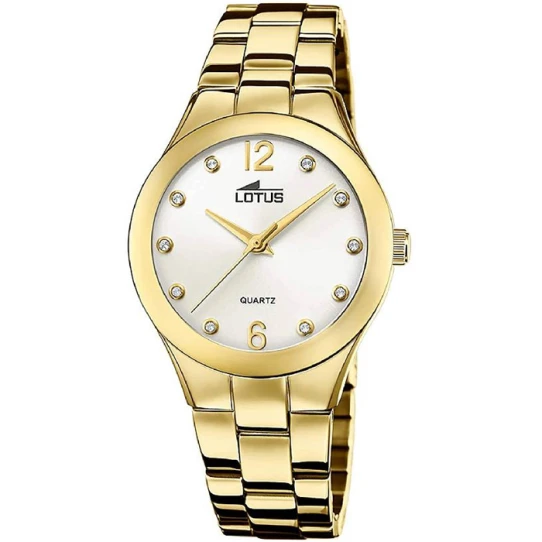 Дамски ръчен часовник с кварцов механизъм - корпус от Стомана - Стоманена верижка - цвят Бял Злато