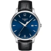 Мъжки ръчен часовник с кварцов механизъм - корпус от Стомана - Естествена кожа - цвят Син Черен