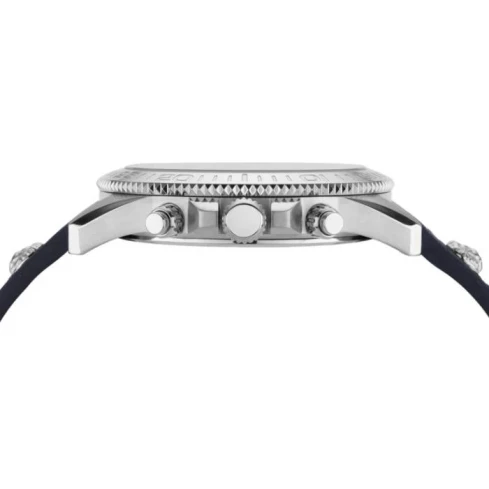 Мъжки ръчен часовник с кварцов механизъм - корпус от Стомана - Синтетична кожа - цвят Син Син