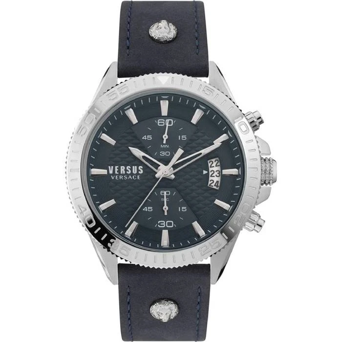 Мъжки ръчен часовник с кварцов механизъм - корпус от Стомана - Синтетична кожа - цвят Син Син