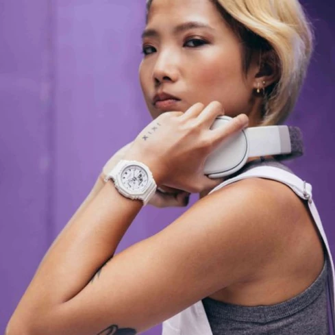 Дамски ръчен часовник с кварцов механизъм - корпус от Полимер - Полимер - цвят Бял Бял