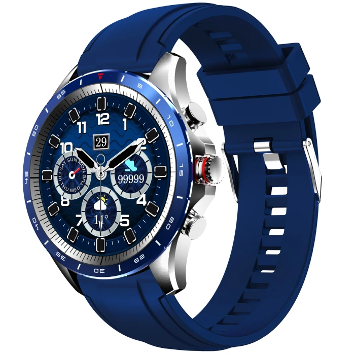 Мъжки ръчен часовник с смарт дигитален механизъм - корпус от Стомана - Силиконова каишка - цвят Син