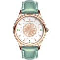 Дамски ръчен часовник с кварцов механизъм - корпус от Стомана - Естествена кожа - цвят Бял Зелен