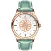 Дамски ръчен часовник с кварцов механизъм - корпус от Стомана - Естествена кожа - цвят Бял Зелен