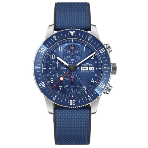 Мъжки ръчен часовник с автоматичен механизъм - корпус от Керамика - Текстил - цвят Син Син