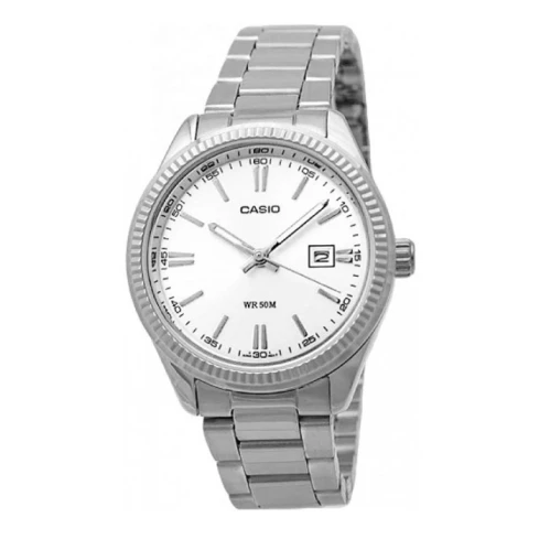 Дамски ръчен часовник с кварцов механизъм - корпус от Стомана - Стоманена верижка - цвят Бял Сив