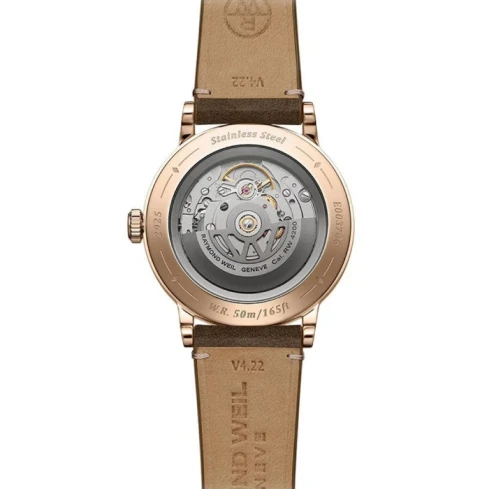 Мъжки ръчен часовник с автоматичен механизъм - корпус от Стомана - Естествена кожа - цвят Сребрист Кафяв