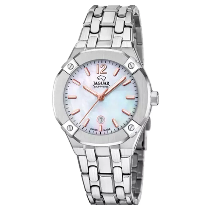 Дамски ръчен часовник с кварцов механизъм - корпус от Стомана - Стоманена верижка - цвят Седеф Сив