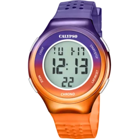 Дамски ръчен часовник с кварцов механизъм - корпус от Полимер - Полимер - цвят Сив Оранжев