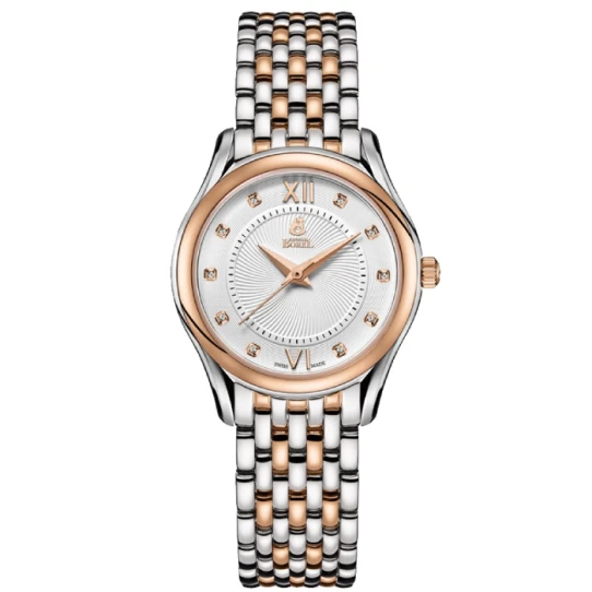 Мъжки ръчен часовник с кварцов механизъм - корпус от Стомана - Стоманена верижка - цвят Бял Розов