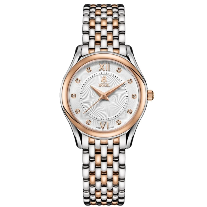 Мъжки ръчен часовник с кварцов механизъм - корпус от Стомана - Стоманена верижка - цвят Бял Розов