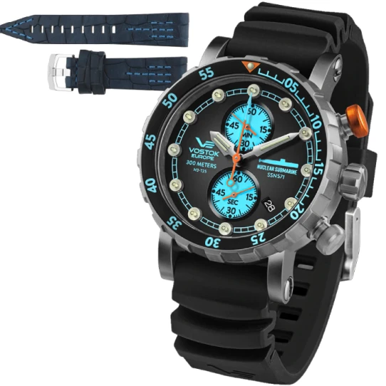 Мъжки ръчен часовник с кварцов механизъм - корпус от Титан - Естествена кожа - цвят Черен Черен