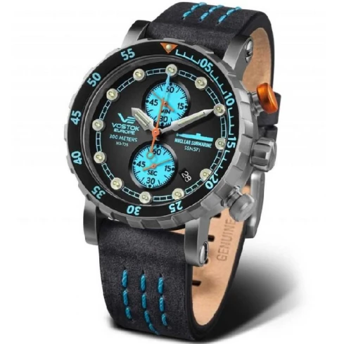 Мъжки ръчен часовник с кварцов механизъм - корпус от Титан - Естествена кожа - цвят Черен Черен