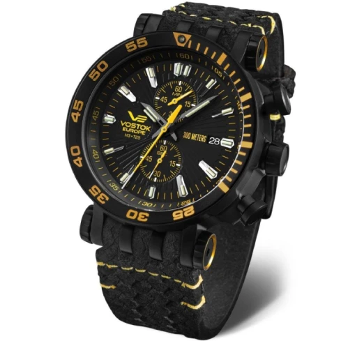 Мъжки ръчен часовник с кварцов механизъм - корпус от Стомана - Естествена кожа - цвят Черен Черен