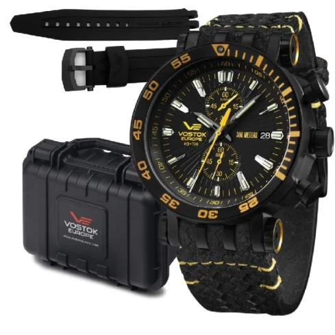 Мъжки ръчен часовник с кварцов механизъм - корпус от Стомана - Естествена кожа - цвят Черен Черен