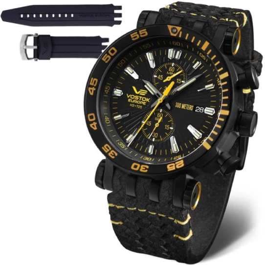 Мъжки ръчен часовник с кварцов механизъм - корпус от Стомана - Естествена кожа - цвят Черен Черен