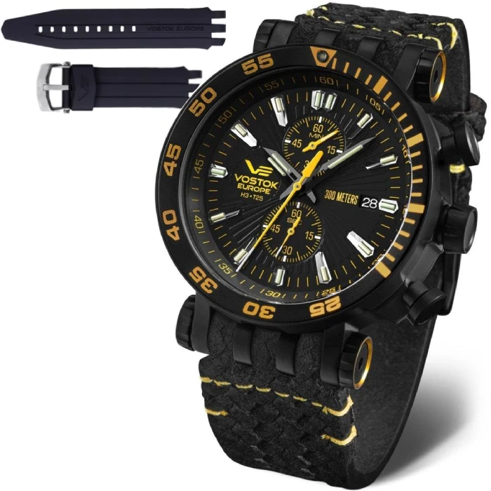 Мъжки ръчен часовник с кварцов механизъм - корпус от Стомана - Естествена кожа - цвят Черен Черен