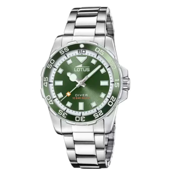 Дамски ръчен часовник с кварцов механизъм - корпус от Стомана - Стоманена верижка - цвят Зелен Сив