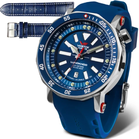 Мъжки ръчен часовник с автоматичен механизъм - корпус от Стомана - Силиконова каишка - цвят Син Син